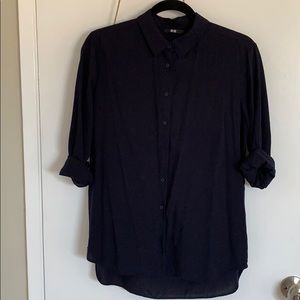 Uniqlo Navy blue button down shirt